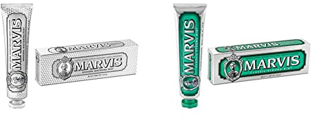 Marvis Whitening Mint & Classic Strong Mint Zahnpasta, 85 ml - Langanhaltende Frische & Geschmacks-Erlebnis-Garantie