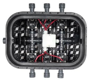 Wacredo Bewässerungsverteiler mit Premium Ventilbox | Anschlussmaterial | Verschraubungselemente | Magnetventile | Messing Druckluftanschluss mit Kugelhahn (Kugelhahn, 6 Stationen)