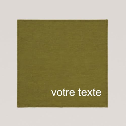 Personalisiert Personalisierbare Serviette aus Leinen mit Vornamen-Stickerei, Text – maschinenwaschbar (Olivgrün)