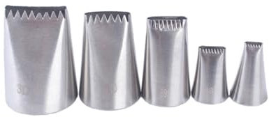 MAGICLULU 5-Piece Set Stainless Steel Half-Row Braided Cream Nozzle Pastry Tips for Cake Cupcake Cookie Decoration