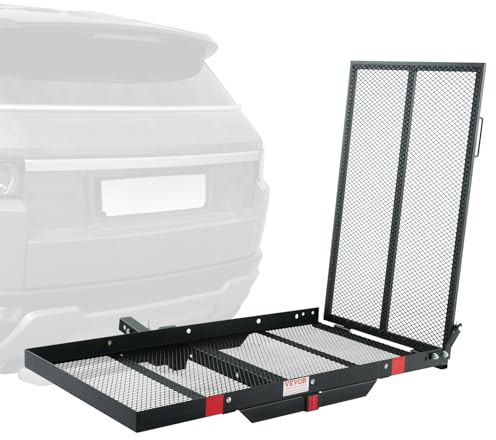 VEVOR Rollstuhlträger mit Anhängerkupplung 980x658x48mm Heckträger Wildträger 226,8kg Tragfähigkeit Gepäckbox aus Eisen Hecktransporter Heckbox klappbar für Rollstuhl Roller