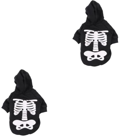 FRCOLOR 2stücke Glow The Dark Haustieranzug Für Kleine Hunde Und Katzen Halloween Kostüm Mit Leuchtendem Skelettdruck Und Atmungsaktiv Für Partys Und Fotoshootings