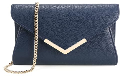 Milisente Clutch Damen Leder Abendtasche Klein Umhängetasche(Geprägt-L blau)