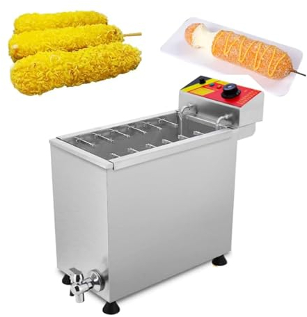 Freidora Comercial Para Perros De Maíz, Máquina Para Hacer Palitos Para Perros Calientes Con Queso De 25 Litros, Máquina Para Cocinar Jamón Eléctrica Ajustable a 200 ℃, Para Restaurante, Tienda, Hogar
