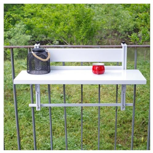 Klappbarer Balkonhängetisch für Außendeckschiene, platzsparend, kleiner Schreibtisch für Garten und Terrasse, höhenverstellbar (schwarz, L 80 x B 30 cm)