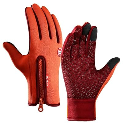 BrightGlow Winterhandschuhe Herren Damen Skihandschuhe Winter Thermo-Handschuhe Winddicht Touchscreen Handschuhe Sporthandschuhe Anti-Rutsch Winddicht Radsporthandschuhe S