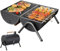 Barbacoa de carbón de doble cara portátil, pequeña parrilla de carbón vegetal para asar y asar, parrilla de mesa ligera para camping al aire libre picnic