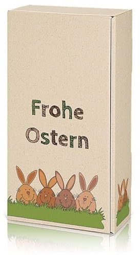 10 Stück Hasenbande Präsentkarton aus Graspapier für zwei Flaschen Wein/Sekt, Geschenkkarton für Wein/Sekt