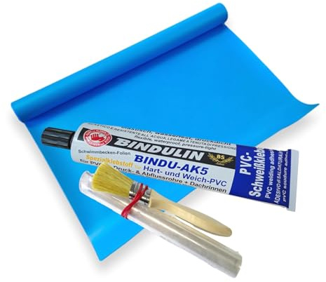 Jehapro Poolflicken mit Kleber und Zubehör Poolfolie Reparaturset mit Folienkleber AK5 (35x70 cm + 170g Kleber)