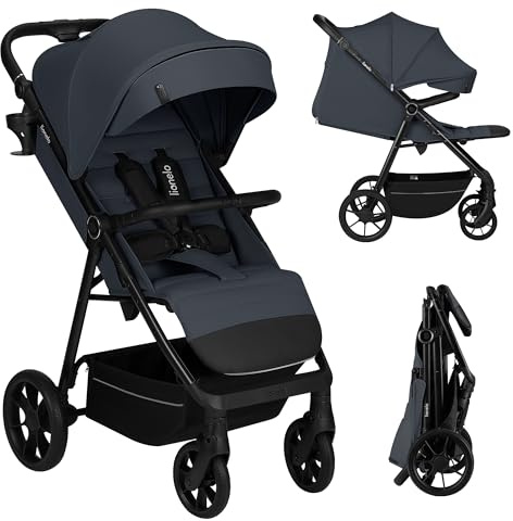 LIONELO IVA Buggy bis zu 22 kg von 6 Monaten bis 4 Jahre | Schwenkbare 360° Räder Volle Stoßdämpfung Verstellbare Rückenlehne und höhenverstellbares Verdeck XXL UPF50+ Premium Stoff