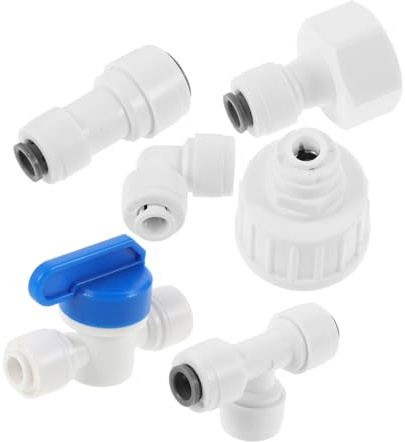 Adattatore Conversione Tubo Connettore Rapido per Depuratore | Set 1 Pezzo, Plastico Bianco, Installazione Rapida, Valvola a Sfera a Tre Vie e Gomito