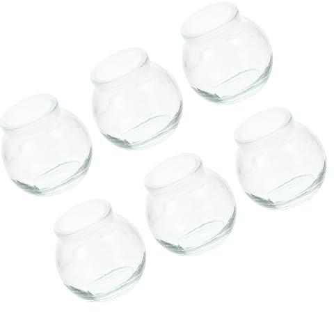BESTYASH Vasetti di Yogurt in Vetro da 100ml 6 Pezzi per Conservazione | Riutilizzabili e Facili da Pulire, Chiusura, per Budino e Yogurt, Formato Compatto da 100ml Colore Casuale