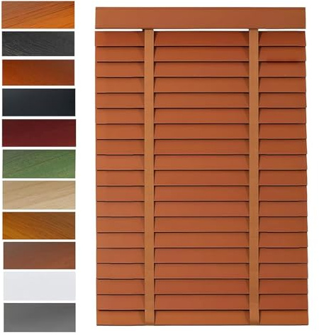 Stores Vénitiens Bois sans Cordon 5 cm – Stores Occultants & Filtrants en Bois Massif, sur Mesure pour Chambre, Salon, Bureau Couleur personnalisée Taille personnalisée