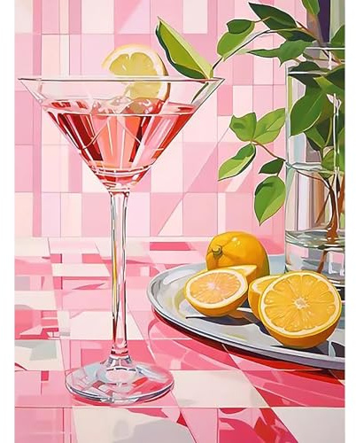 RICUVED Cocktail Diamond Painting Kits for Adults, 5D Fruit Diamond Art Kits Round Full Drill Diamond Painting Kits Picture Crystal Art for Home Decor 30x40cm