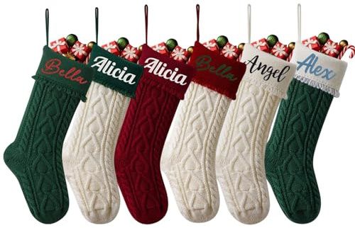 Lustige DIY personalisierte bestickte Namen, 45,7 cm, Weihnachtsstrümpfe, bestickt, traditionelle Weihnachtsstrümpfe für Kamin, hängende Feiertage, Weihnachtsfeier, Dekoration