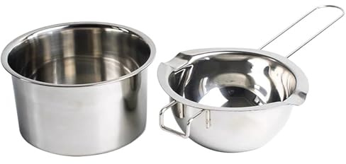 Olla for derretir Cera de Vela con Mango Largo 400 ml, Olla Acero Inoxidable for baño maría, for Calentar Agua y