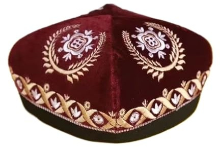 Kasachische Ethno-Kappe – Viereckiger Schwarz-Blauer Kufi-Hut für Bühnenauftritte