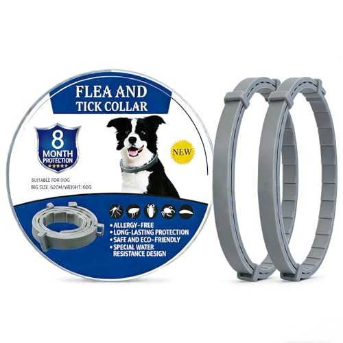 Collare Antiparassitario per Cani,Collare Antipulci Cane 8 Mesi di Protezione Impermeabile Universale,Pidocchi e Protegge,per Tutti i Tipi di Cani,Oli Essenziali Naturali 62cm Taglia Unica (2 pack)