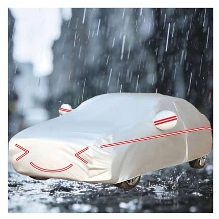 Full Coverage Car Cover Medium Cars, Outdoor Waterproof Dustproof UV Resistant, Protects Against Rain and Sun, with Driver Door Zipper yt0422