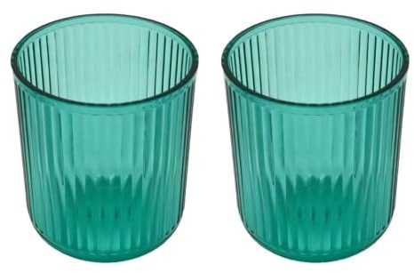 Zhcwldmi 2er Set Badezimmer-Becher, Zahnputzbecher Kunststoff, Zahnbürstenbecher 8x9 cm, Zahnbecher Unzerbrechlich, Zahnputzbecher Set (Transparent-Grün)