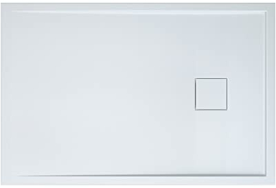 doporro Duschtasse Duschwanne 90x120x4 flach Mineralgusswanne Weiß Wärmespeichernde Eigenschaften auch für ebenerdige Dusche geeignet Geoma08