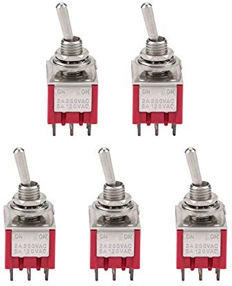 5pcs Mehrfach Kippschalter, 2A/250V Ac 5A/120V AC On-on 2 positionen Wechselschalter Kippschalter 3pdt 9 Pin 3 Positionen, Knopfkopfdurchmesser 6mm
