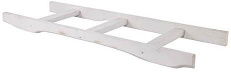 Holzleiter mit Sprossen als Handtuchhalter weiß, Wanddeko, Lampenhalter, Rankgitter - Deko für innen & außen (Weiße Leiter 100cm)
