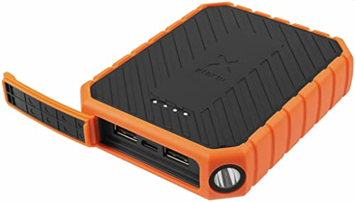 Xtorm Rugged Powerbank - 10.000 mAh - Orange, Schnelles Aufladen, Wasserfest, 3 Anschlüsse, Kompatibel mit Smartphone und Tablet