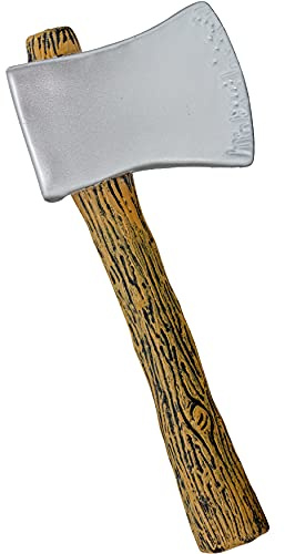 Skeleteen Realistic Hatchet Axe Toy - Wood Look Lumberjack Props Costume Accessories with Fake Tin Blade