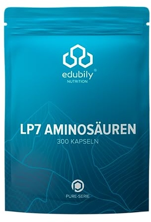 edubily nutrition® LP7 EAA Kapseln - Komplex aus 7 essentiellen Aminosäuren - L-Leucin, L-Phenylalanin, L-Lysin HCl, L-Isoleucin, L-Histidin HCl, L-Valin, L-Tryptophan - 300 Kapseln