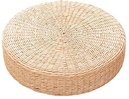 Sitzkissen aus Gewebtem Stroh, Flaches Sitzkissen aus Stroh, Handgefertigtes Japanisches Tatami-Bodenkissen, Rundes Pouf-Tatami-Kissen, Bodenkissen, Rattan-Futon, Rundes Kissen für Yoga, Garten,(#3)