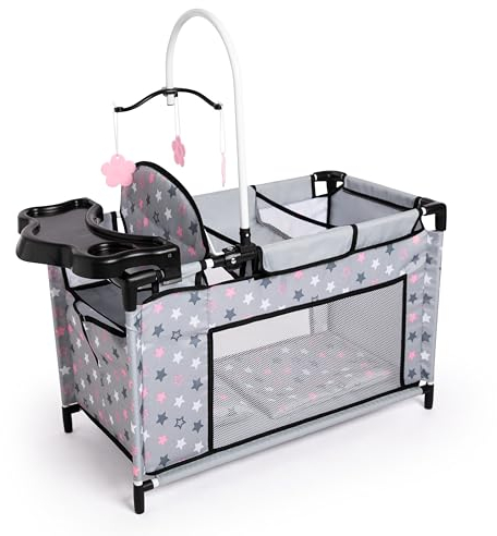 Bayer Design 62607AA Puppenbett mit Schrank, Sitz, Mobile, Ablage, Bettdecke, Kissen, Puppenzubehör