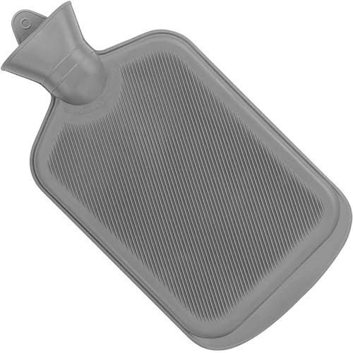 SteadMax Hot Water Bottle 2L (68oz), Natural Rubber, BPA Free, Pain Relief, Heating Pad, Bed Warmer, Large Portable Heat Pack for Back, Neck, Menstrual Cramps (1 Pack, Gray)
