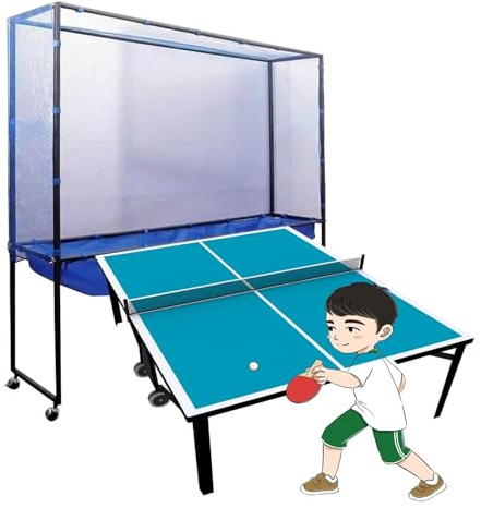 Tischtennisball-Sammelnetz für Erwachsene und Kinder, kommerzielles Tischtennis-Fangnetz für zu Hause mit feststellbaren Rollen, Zubehör für wiederverwendbares Ballsammelsystem