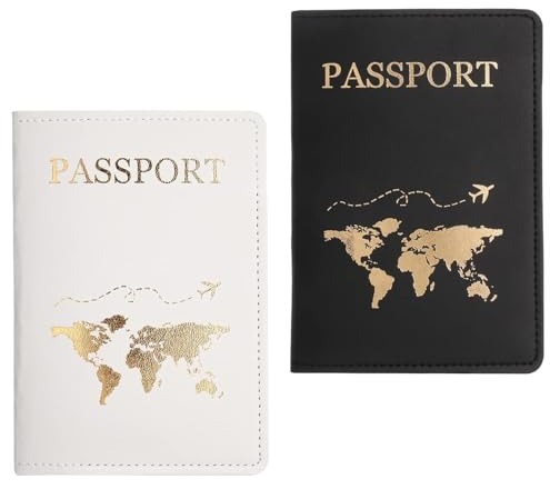 Kunstleder Reisepasshülle Halter Reisepasshülle Set Multifunktionales PU-Leder Reisepasshalter Passport Holder Multifunktionales PU-Leder Reisepasshalter Reisepass Schutzhülle für Kreditkarten 2 Stück