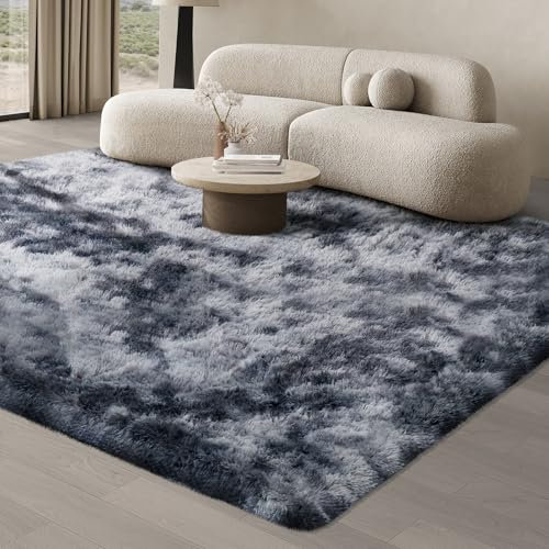 JOJOSEE Rugs Living Room, 200 x 300 cm Grey Area Rug, Anti Slip Soft Fluffy Shaggy Extra Large Floor Carpets Mat for Bedroom, Nursery Bedside (Dark Grey, 200x300cm)