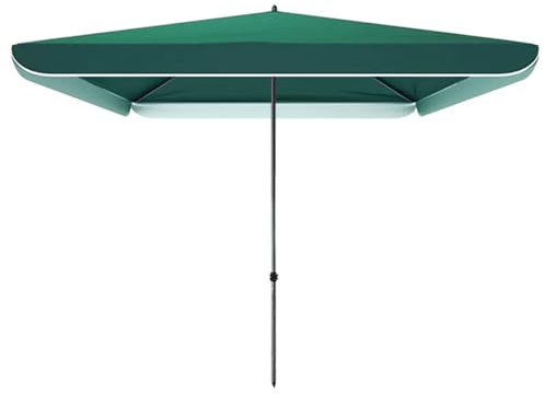 Parasol Rectangulaire Inclinable 180x220cm, Parasol de Jardin, Protection Solaire UV50 +, Parasol de Marché avec 4 Baleines, Mât en Acier Réglable en Hauteur(Green,180cm x 220cm/5.9ft x 7.2ft)