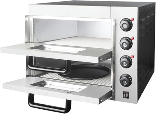 WuDLi Electric Pizza Maker,Generic Pizza Maker Double Deck Stone Base Electric Commercial Pizza Oven 3KW with Timer - Oven Pizza Maker for Home or Restaurant Use