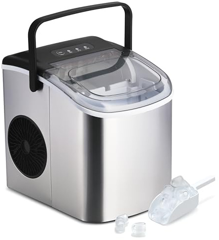 HealSmart Macchina per il ghiaccio per piano di lavoro, 9 cubetti di ghiaccio pronti in 6 minuti, 11,8 kg di ghiaccio/24 ore, con funzione autopulente, cucchiaio e cestino, per casa, cucina,
