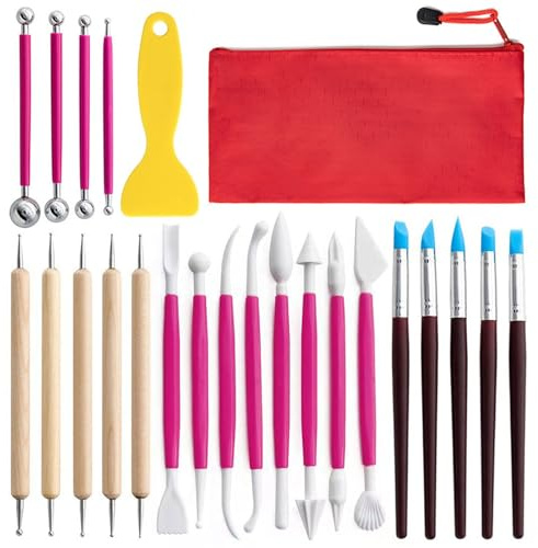 23x/set clay tools pottery modeling clay tools clay carving tools clay carving tools for adults kids with storage bag