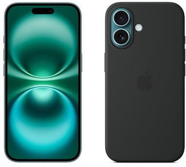 Apple iPhone 16 128GB: 5G Mobile phone with Apple Intelligence - Teal + Silicone Case with MagSafe - Black