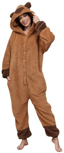 Xinlong Panda Jumpsuit Damen Tier Oversized Kuschelig Schlafanzug Herren Lang mit Kapuze Reißverschluss Unisex Tier Tierkostüme Nachtwäsche Winter