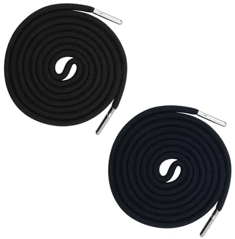 2Pcs Replacement Drawstring Cord, 140 cm Universal Cord with Metal Lock Ends Round Cotton Drawstring for Hoodies Sweatpants Sweaters Jogging Bottoms(Black,Blue)