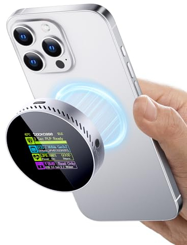 DOCKCASE Case SSD NVMe M.2 Magnetico, USB 3.2 10Gbps, Porta di Alimentazione Ausiliaria 15W, Protezione da Perdita di Alimentazione in 3s, Compatibile con NVMe 2230/2242, iPhone 16/15 Pro Max ProRes