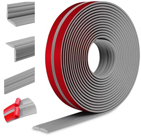 Flexible Zierleisten selbstklebend Kantenschutz Wand Winkelleiste Weichsockelleiste für Wände Böden Eckenschutz (40mm×3m, Grau)