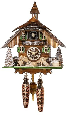 Engstler Orologio a cucù al quarzo Casa tipo Foresta Nera con musica