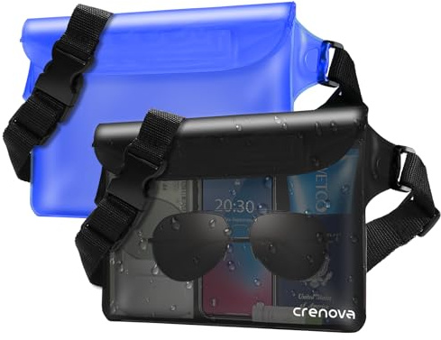 Crenova wasserdichte Tasche, Wasserfester Beutel wasserdichte Bauchtasche für Telefon/Bargeld/Karten, Wassersport Strand zum Schwimmen Rafting Kajakfahren Schnorcheln Angeln Camping