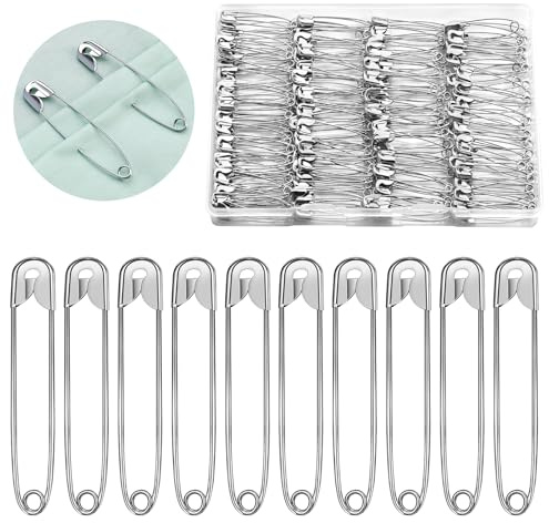 MASPHY 200 Stück Sicherheitsnadeln, 37 mm Sicherheitsnadeln Große | Safety Pins, Sicherheitsnadeln Set für Kleidung, Kunsthandwerk, Schmuckherstellung und Nähen