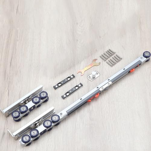 ComfyHarbor Sliding Door Hanging Rail Wheel Hardware Kit With Damping Buffer System For Wooden Doors High Load Capacity(8 wheels-80 KG)