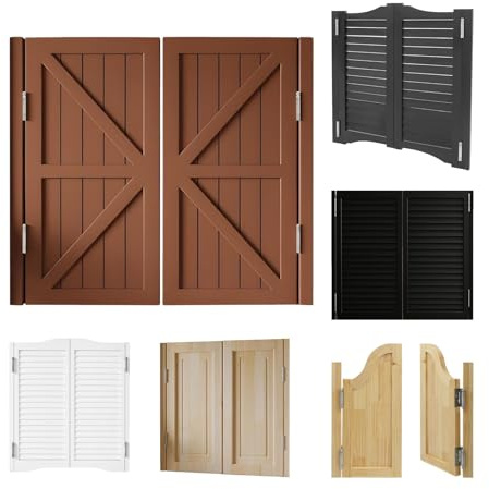 Cafe Swinging Door, Solid Wood Saloon Doors Swing Two-Way Cafe Door with Metal Hinges 180°Auto Close for Kitchen Bar Pub Entrance Hallway Restaurant